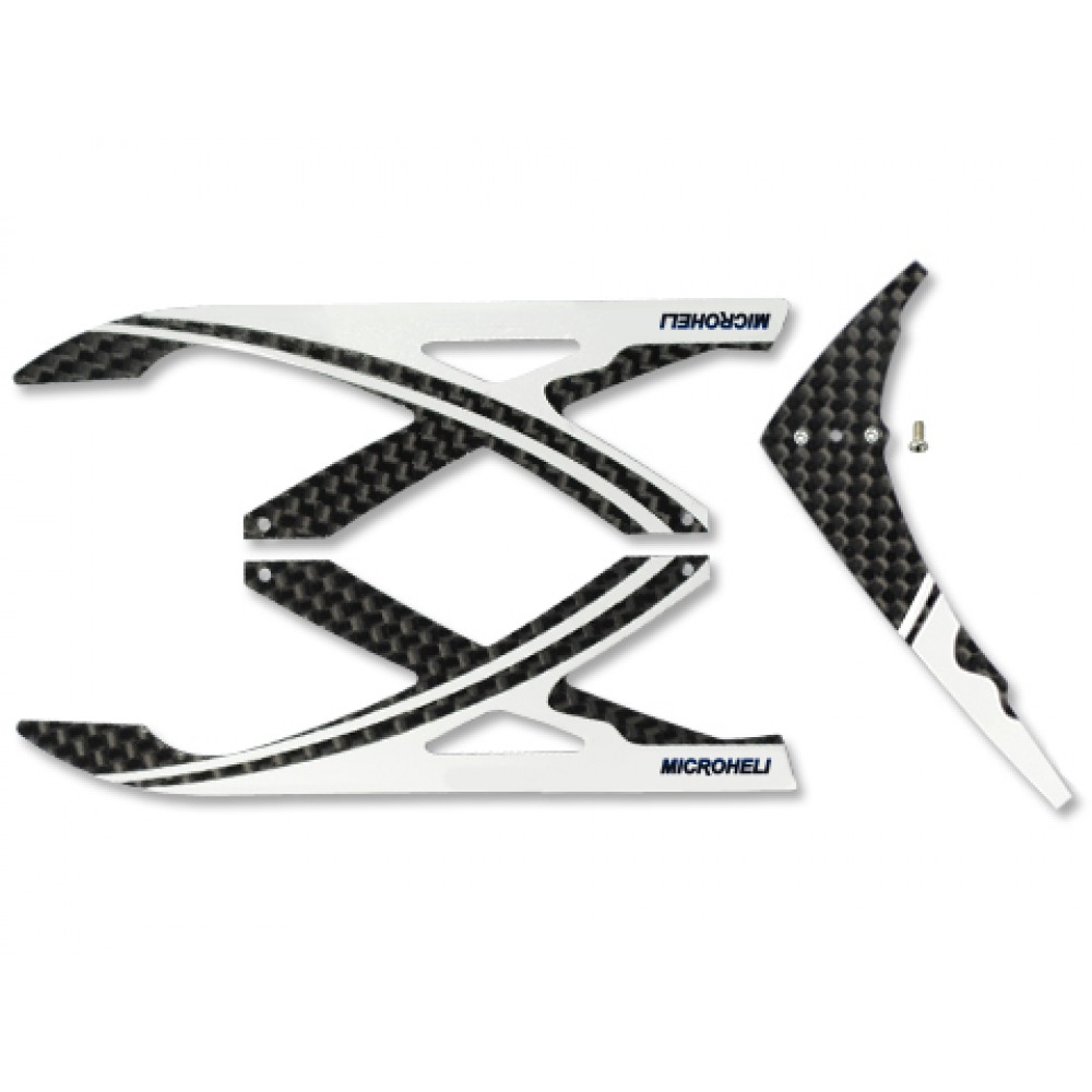 Carbon Fiber Landing Skids "X" w/ Vertical Fin (W) - BLADE 130X