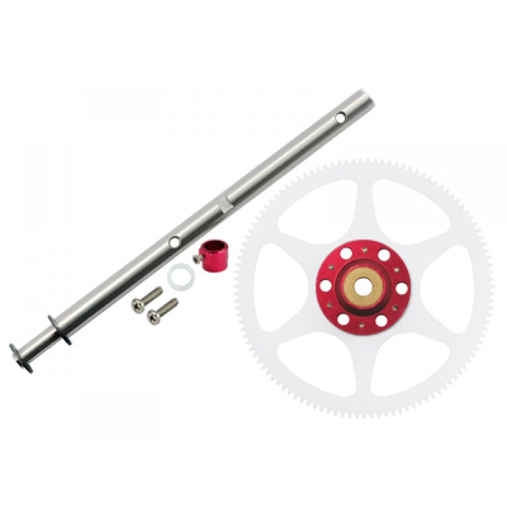 CNC Delrin Main Gear w/ Auto-Rotation Hub set (RED) - BLADE 130X