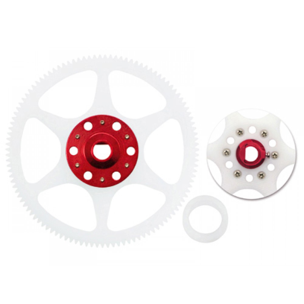 CNC Delrin Main Gear w/ Hub set (RED) - BLADE 130X