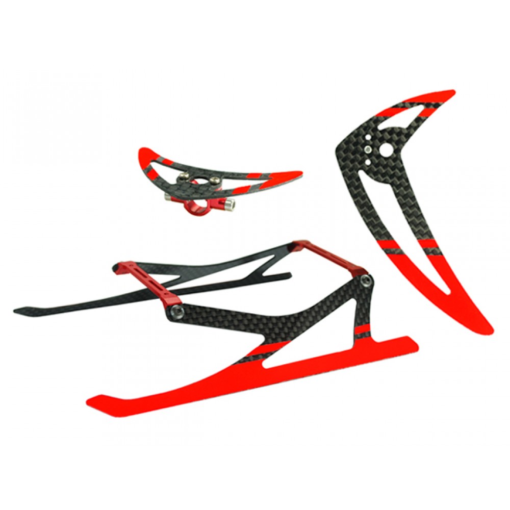Aluminum/Carbon Fiber Landing Gear w/ Fins (RED) - BLADE 200 SRX