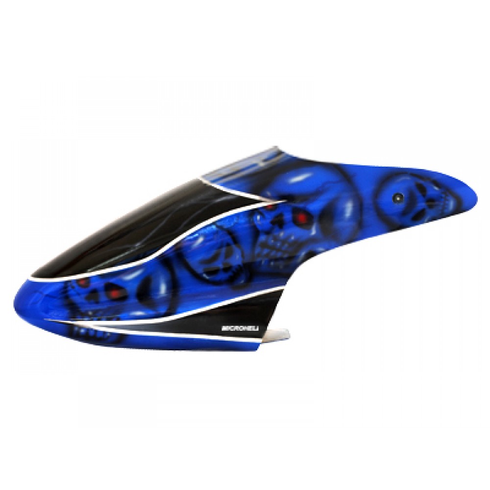 Airbrush Fiberglass Blue Skull Canopy - BLADE 450X/3D
