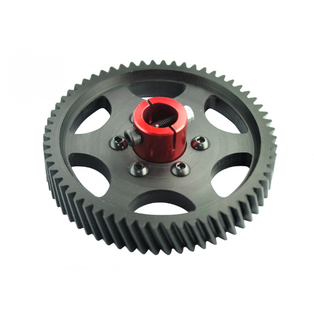 CNC Delrin Main Gear 62T 1M w/ Aluminum Hub (RED) - GOBLIN 500 CNC Delrin Main Gear 62T 1M w/ Aluminum Hub (RED) - GOBLIN 500
