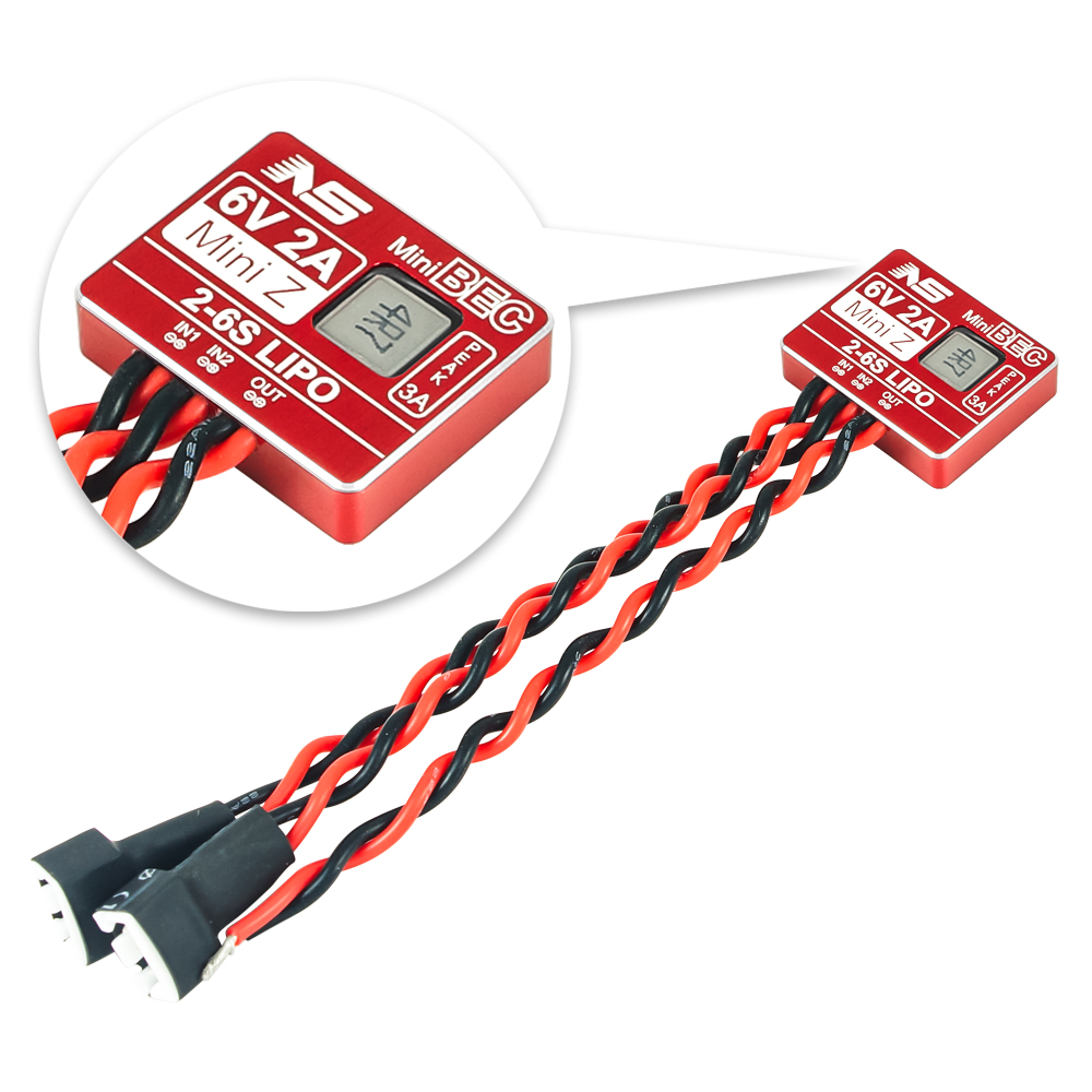 CNC Aluminum Super mini 2-6S Lipo 6V 2A BEC Voltage Regulator (RED) - Kyosho Mini-Z
