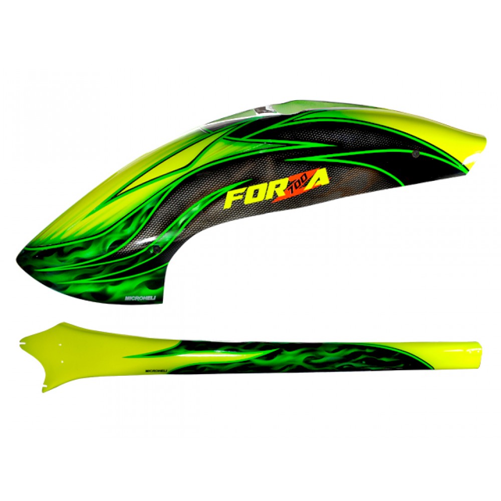 Airbrush Fiberglass Green Flame Fuselage - FORZA 700 Airbrush Fiberglass Green Flame Fuselage - FORZA 700