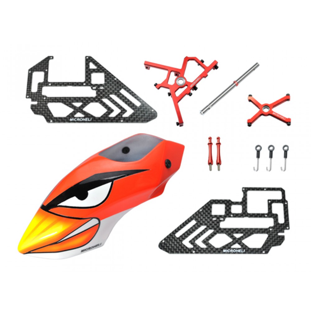 Short Head w/ Reorder Servos/Canopy Set (RED) - BLADE 180 CFX