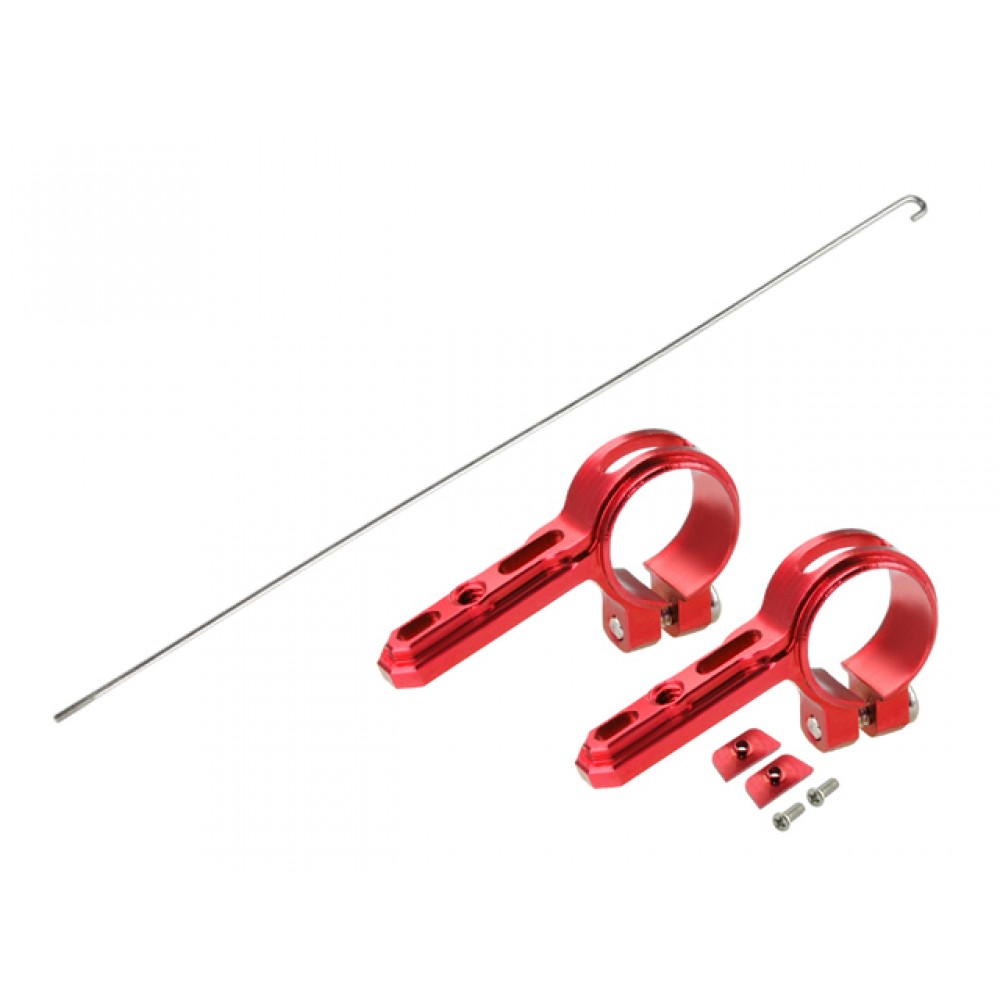 Aluminum Tail Servo Mount w/ Steel Push Rod (RED) - BLADE 180 CFX
