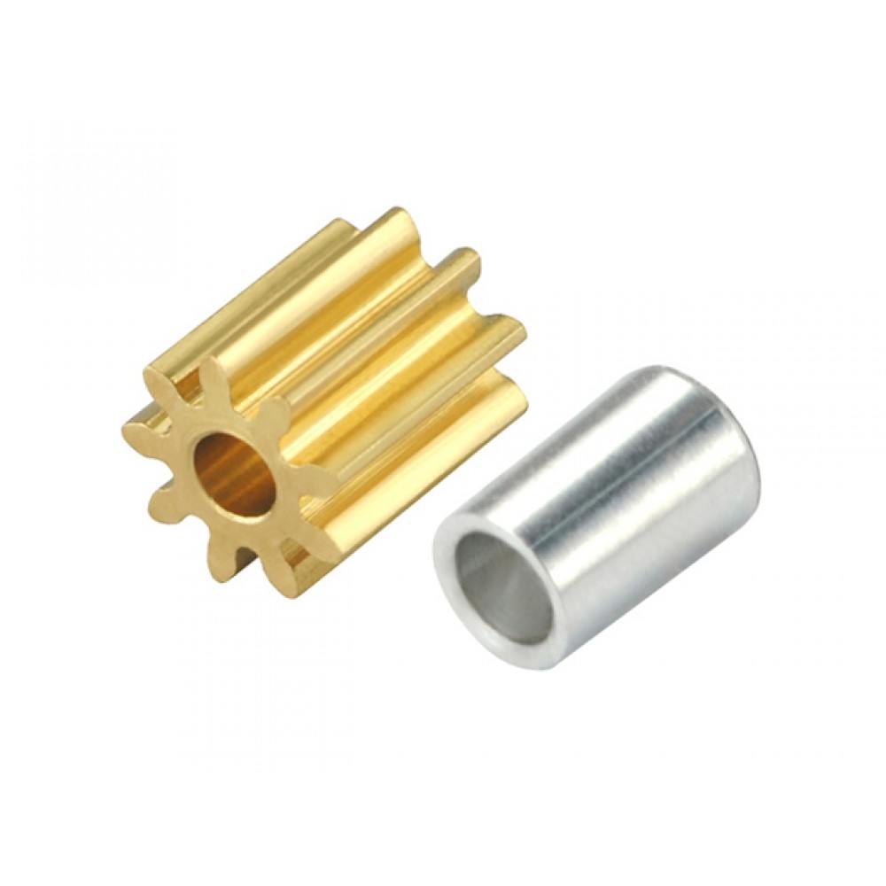 CNC Brass Pinion 9T 0.4M 1.98mm Bore w/ Spacer - BLADE 180 CFX / 130S / 150S / Smart CNC Brass Pinion 9T 0.4M 1.98mm Bore w/ Spacer - BLADE 180 CFX / 130S / 150S / Smart