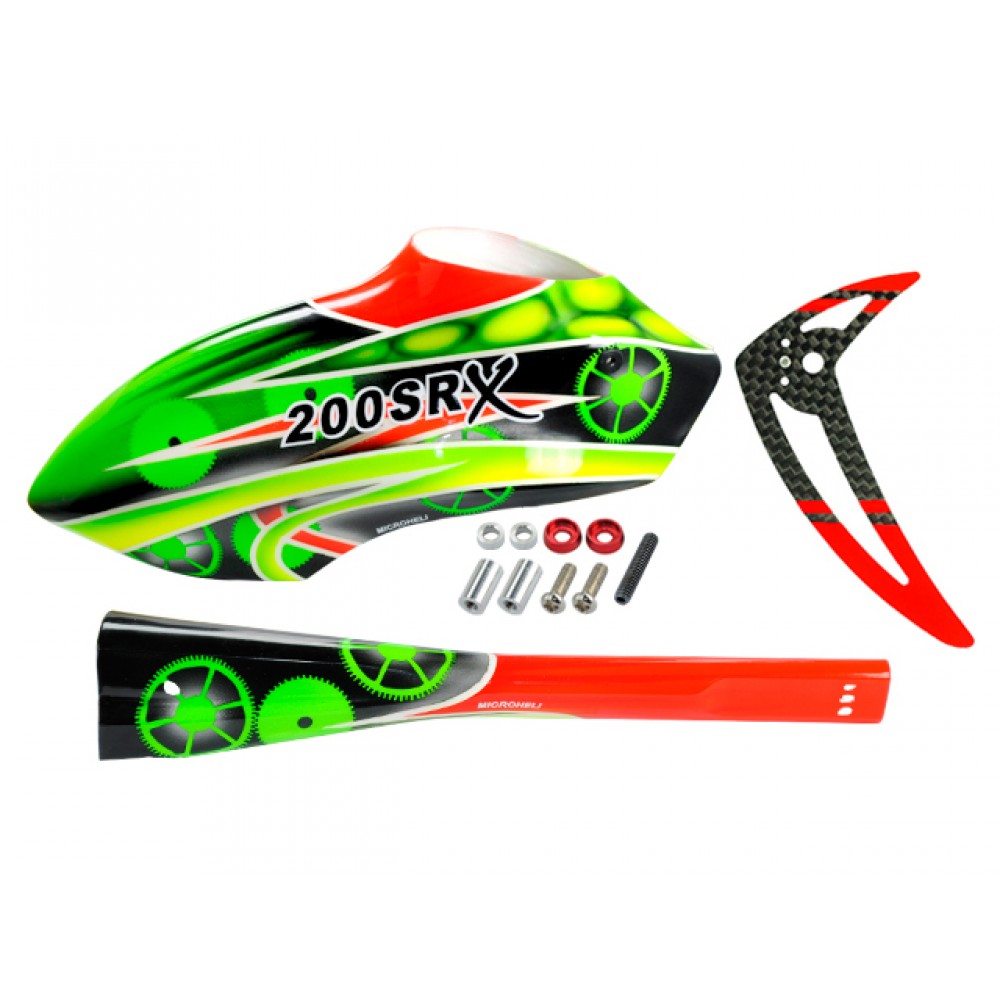 Airbrush Fiberglass Green Gears Fuselage set - BLADE 200 SRX Airbrush Fiberglass Green Gears Fuselage set - BLADE 200 SRX