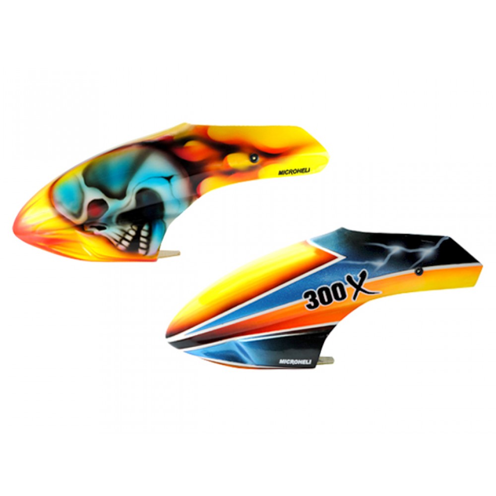 Airbrush Fiberglass Blue Skull-Night Lightning Canopy - BLADE 300X