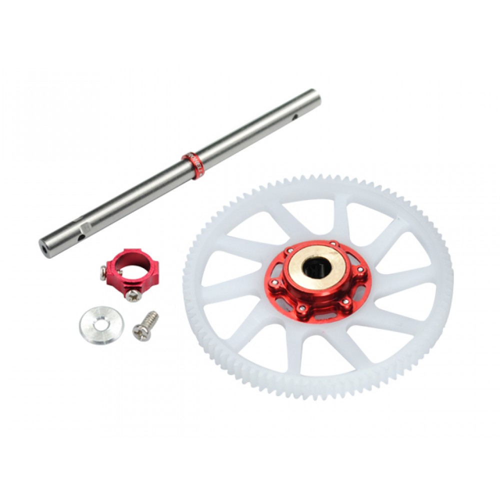 Titanium Main Shaft/CNC Delrin Main Gear w/ Auto-Rotation Hub set (RED) - BLADE 130 S Titanium Main Shaft/CNC Delrin Main Gear w/ Auto-Rotation Hub set (RED) - BLADE 130 S
