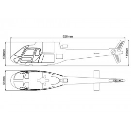 Airbrush Fiberglass AS350 Scale w/ Landing Gear - BLADE 230S / V2 / Smart Airbrush Fiberglass AS350 Scale w/ Landing Gear - BLADE 230S / V2 / Smart
