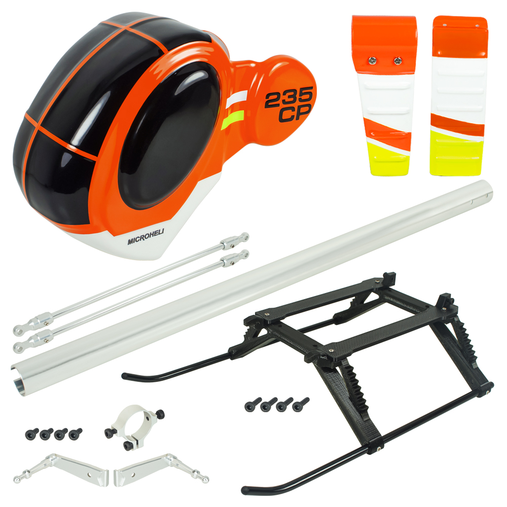 Airbrush Fiberglass Hughes 300 Scale w/ Landing Gear (OR-WT) - BLADE REVOLUTION 235 CP