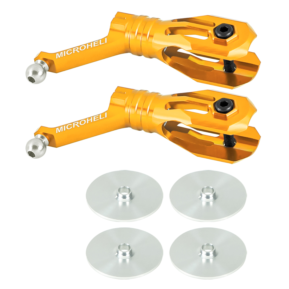 Aluminum Main Blade Grip w/ Thrust Bearing (GOLD) - BLADE REVOLUTION 235 CP