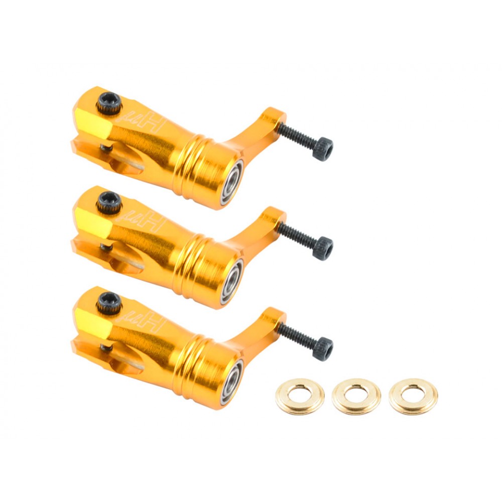 Aluminum Main Blade Grip W/ Thrust Bearing (GOLD) - BLADE 180 CFX TRIO Aluminum Main Blade Grip W/ Thrust Bearing (GOLD) - BLADE 180 CFX TRIO