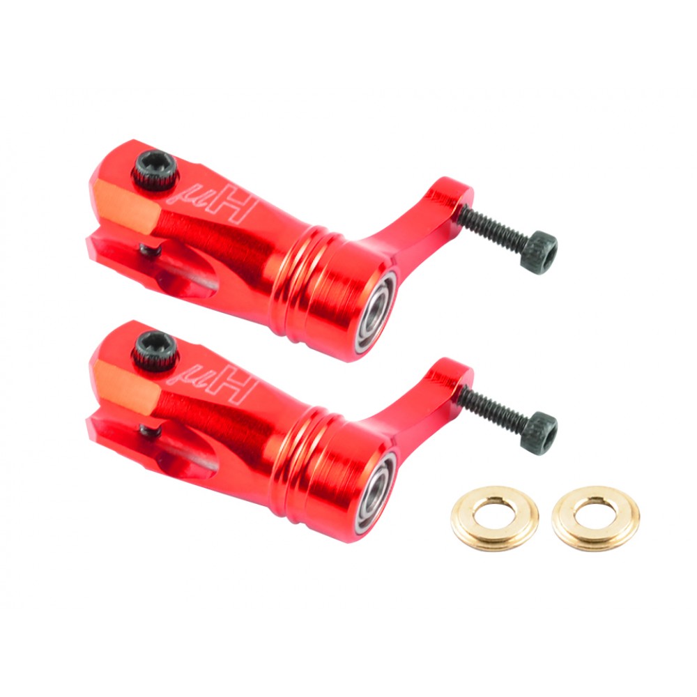 Aluminum Main Blade Grip w/ Thrust Bearing (RED) - BLADE FUSION 180