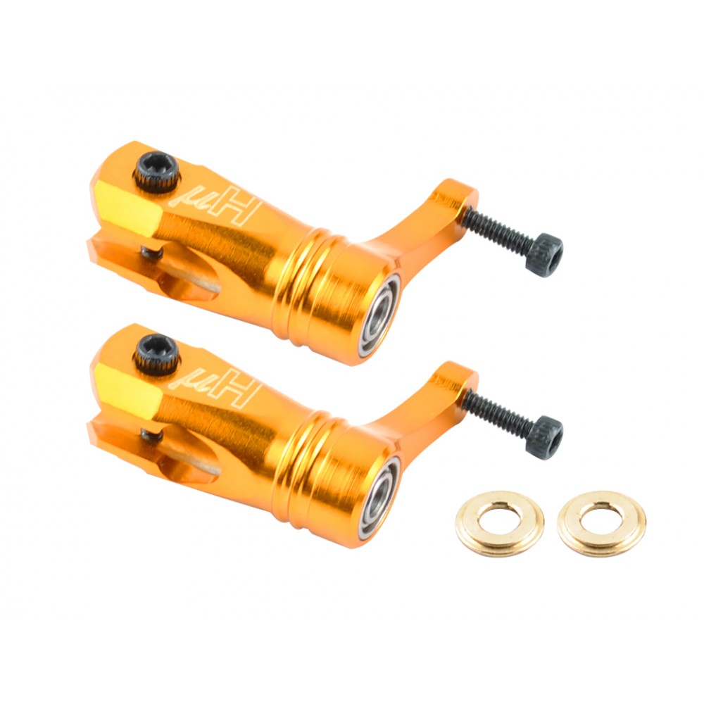 Aluminum Main Blade Grip w/ Thrust Bearing (GOLD) - BLADE FUSION 180