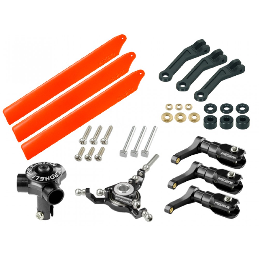 CNC Triple Orange Plastic Blades Conversion set (BLACK) - BLADE FUSION 180 / Smart