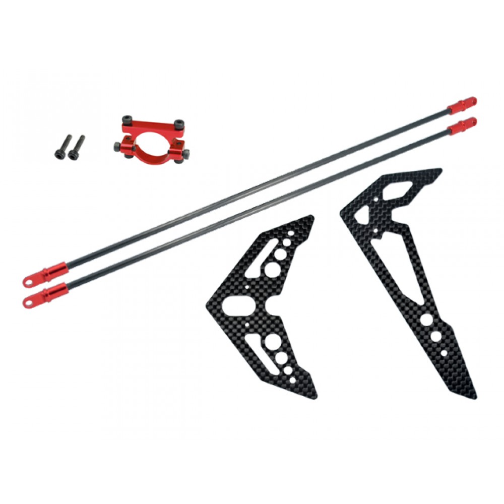 Aluminum/Carbon Fiber Tail Boom Support Mount w/ Fin (RED) - BLADE FUSION 270