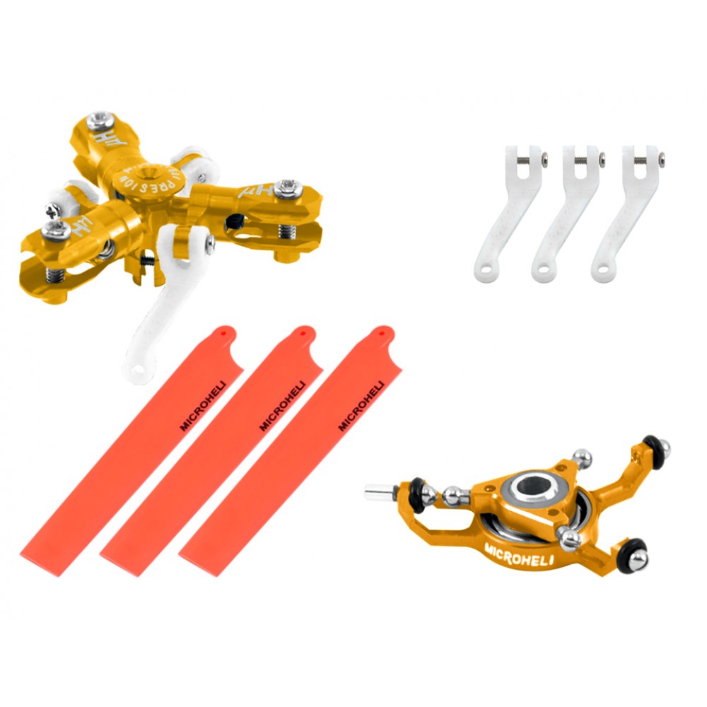 CNC Triple Red Blades Conversion set (GOLD) - BLADE MCPXBL / BL2 CNC Triple Red Blades Conversion set (GOLD) - BLADE MCPXBL / BL2