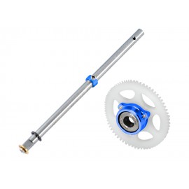 Titanium Main Shaft/CNC Delrin Main Gear/Auto-Rotation Hub Set (BLUE) - BLADE MCPX BL2