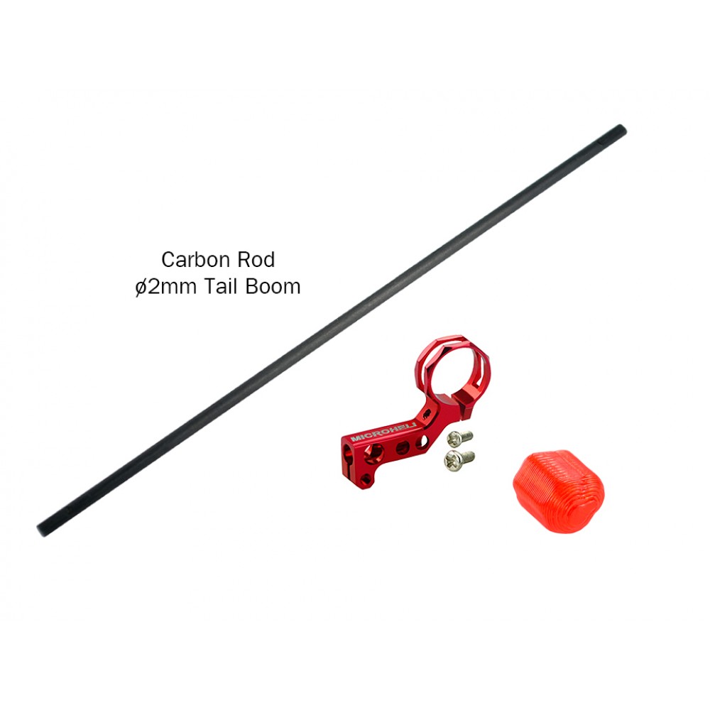 Aluminum Tail Motor Mount w/ Carbon Boom (RED) - BLADE Nano CPS / S2 / S3
