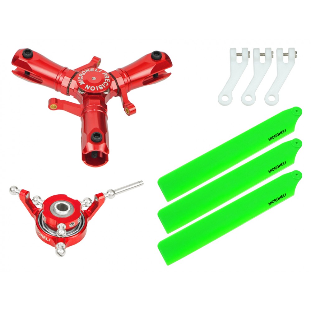 CNC Triple Green Plastic Blades Conversion set (RED) - OMP HOBBY M1 / EVO CNC Triple Green Plastic Blades Conversion set (RED) - OMP HOBBY M1 / EVO