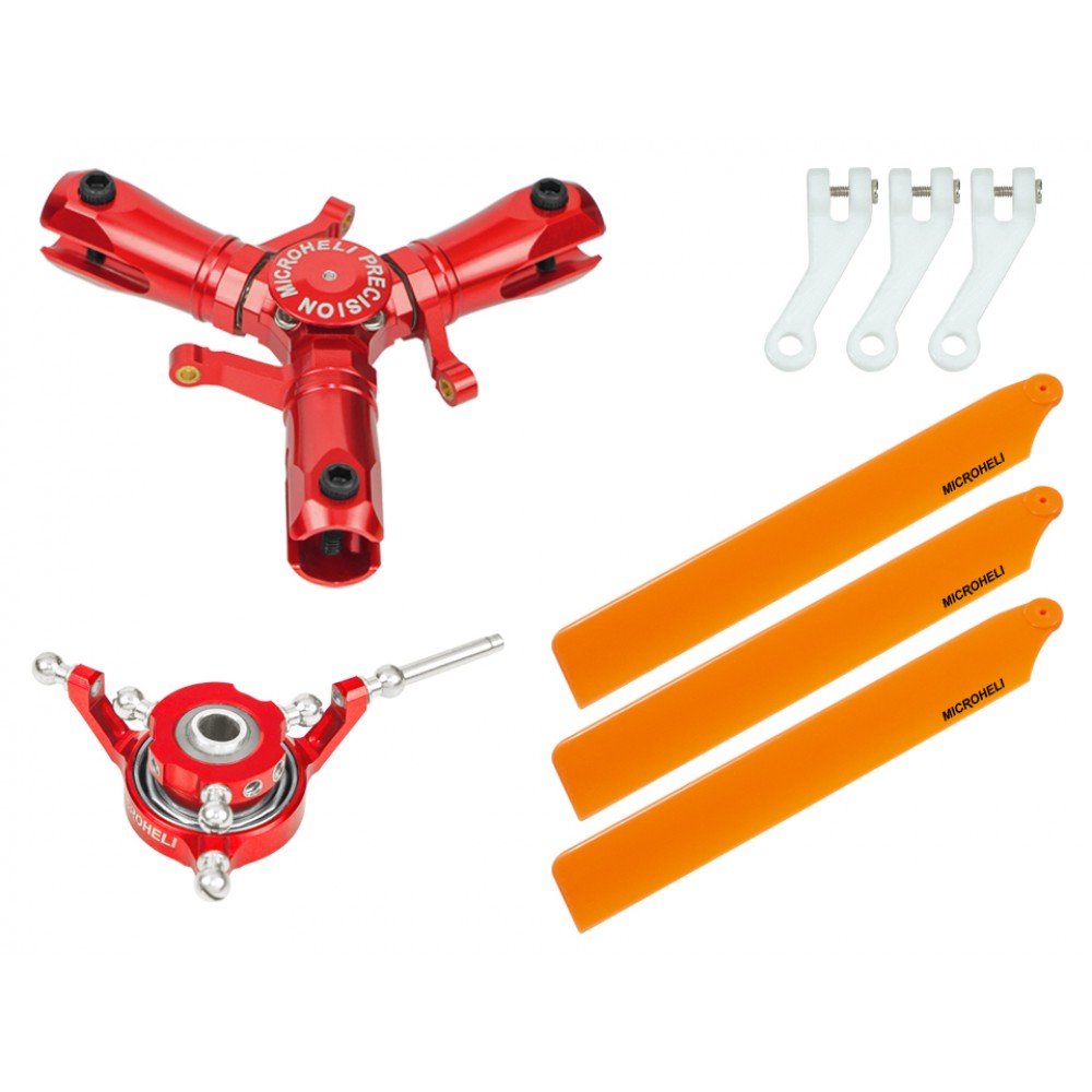 CNC Triple Orange Plastic Blades Conversion set (RED) - OMP HOBBY M1 / EVO CNC Triple Orange Plastic Blades Conversion set (RED) - OMP HOBBY M1 / EVO