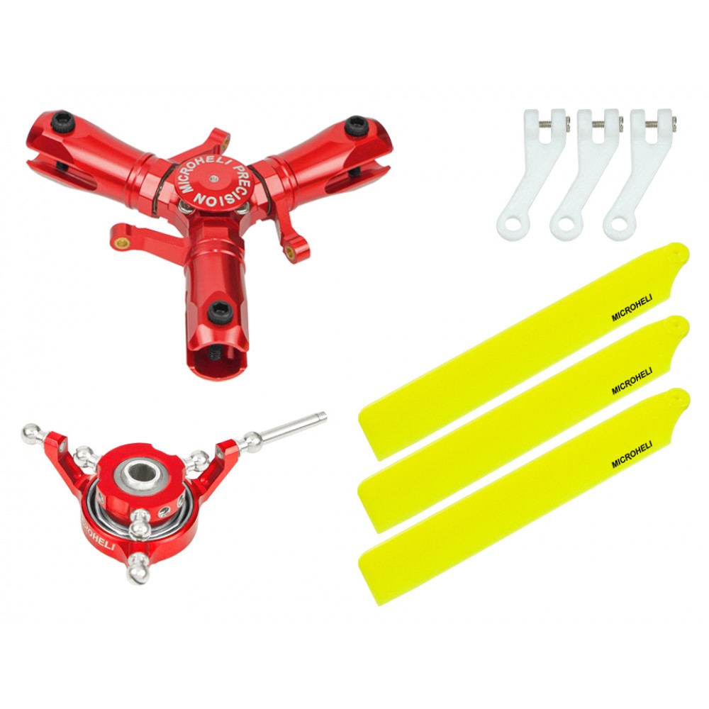 CNC Triple Yellow Plastic Blades Conversion set (RED) - OMP HOBBY M1 / EVO CNC Triple Yellow Plastic Blades Conversion set (RED) - OMP HOBBY M1 / EVO
