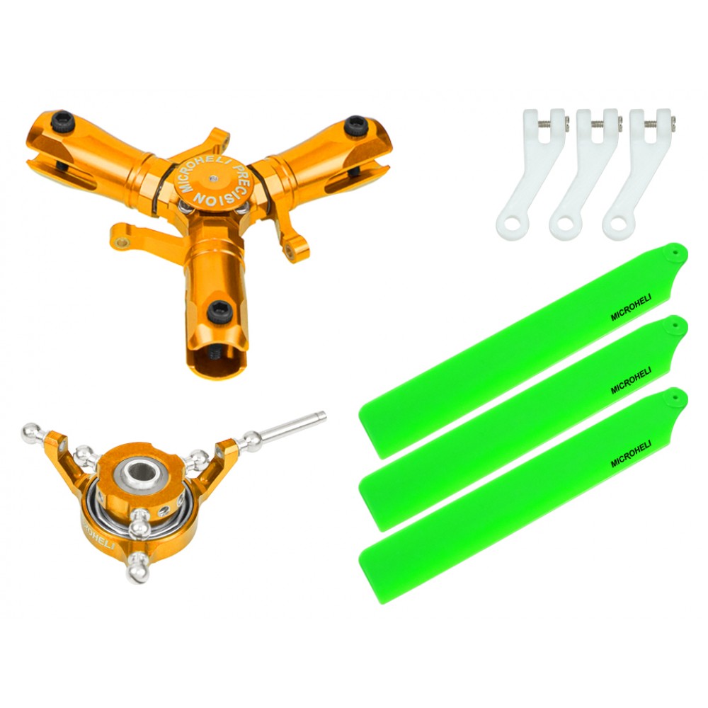 CNC Triple Green Plastic Blades Conversion set (GOLD) - OMP HOBBY M1 / EVO CNC Triple Green Plastic Blades Conversion set (GOLD) - OMP HOBBY M1 / EVO