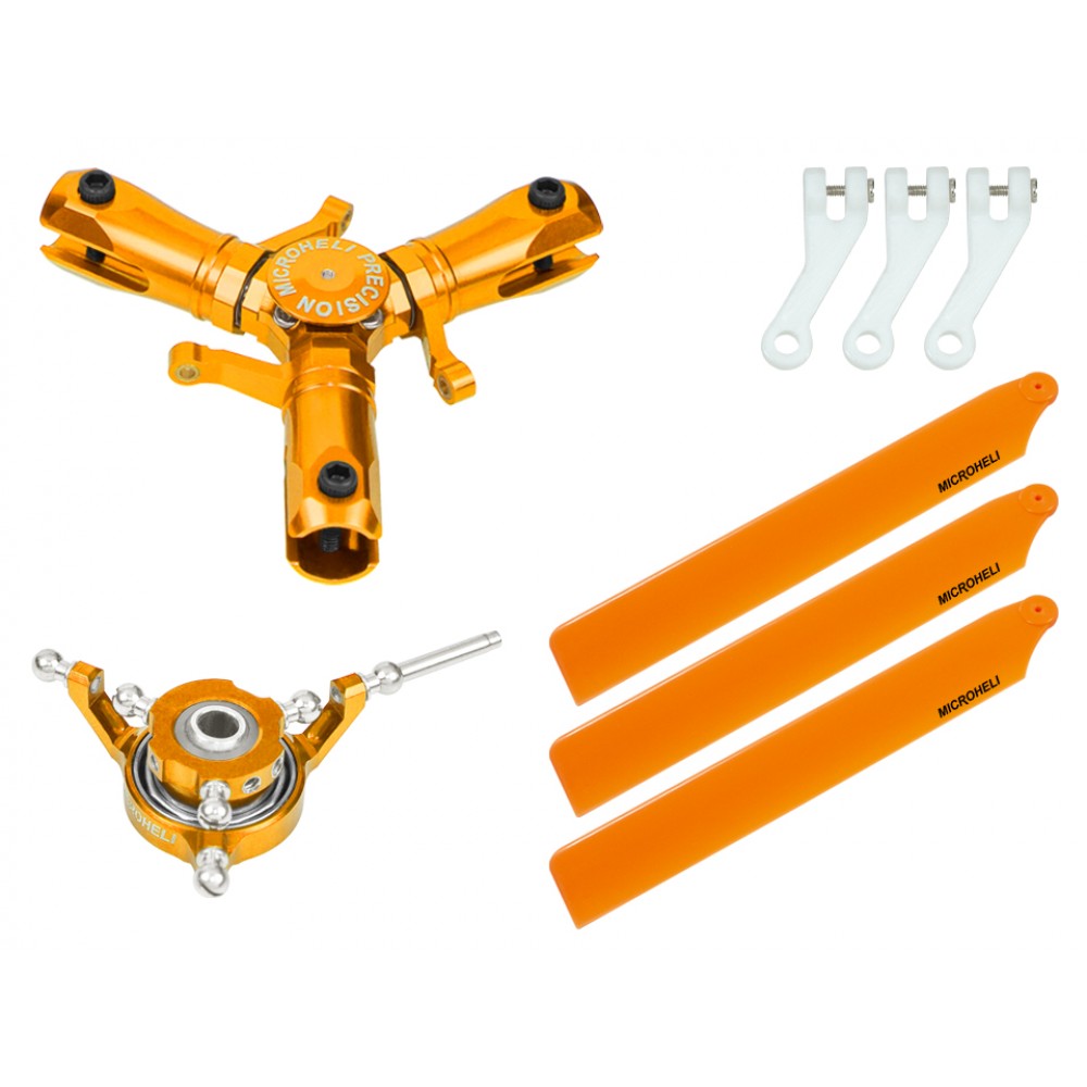 CNC Triple Orange Plastic Blades Conversion set (GOLD) - OMP HOBBY M1 / EVO CNC Triple Orange Plastic Blades Conversion set (GOLD) - OMP HOBBY M1 / EVO