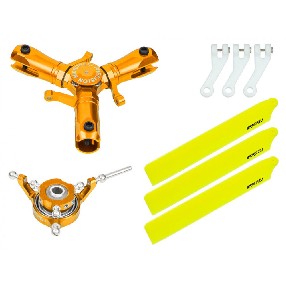 CNC Triple Yellow Plastic Blades Conversion set (GOLD) - OMP HOBBY M1 / EVO CNC Triple Yellow Plastic Blades Conversion set (GOLD) - OMP HOBBY M1 / EVO