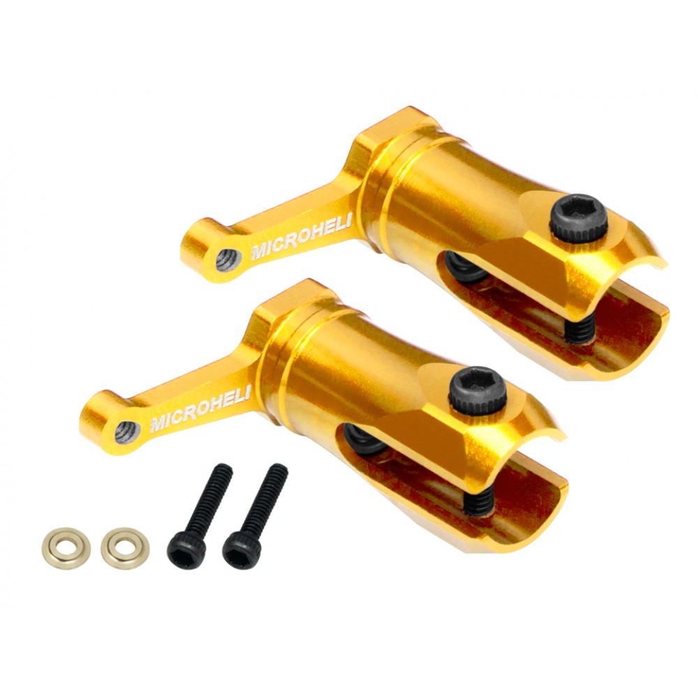 Aluminum Main Blade Grip w/ Thrust Bearing (GOLD) - OMP Hobby M1