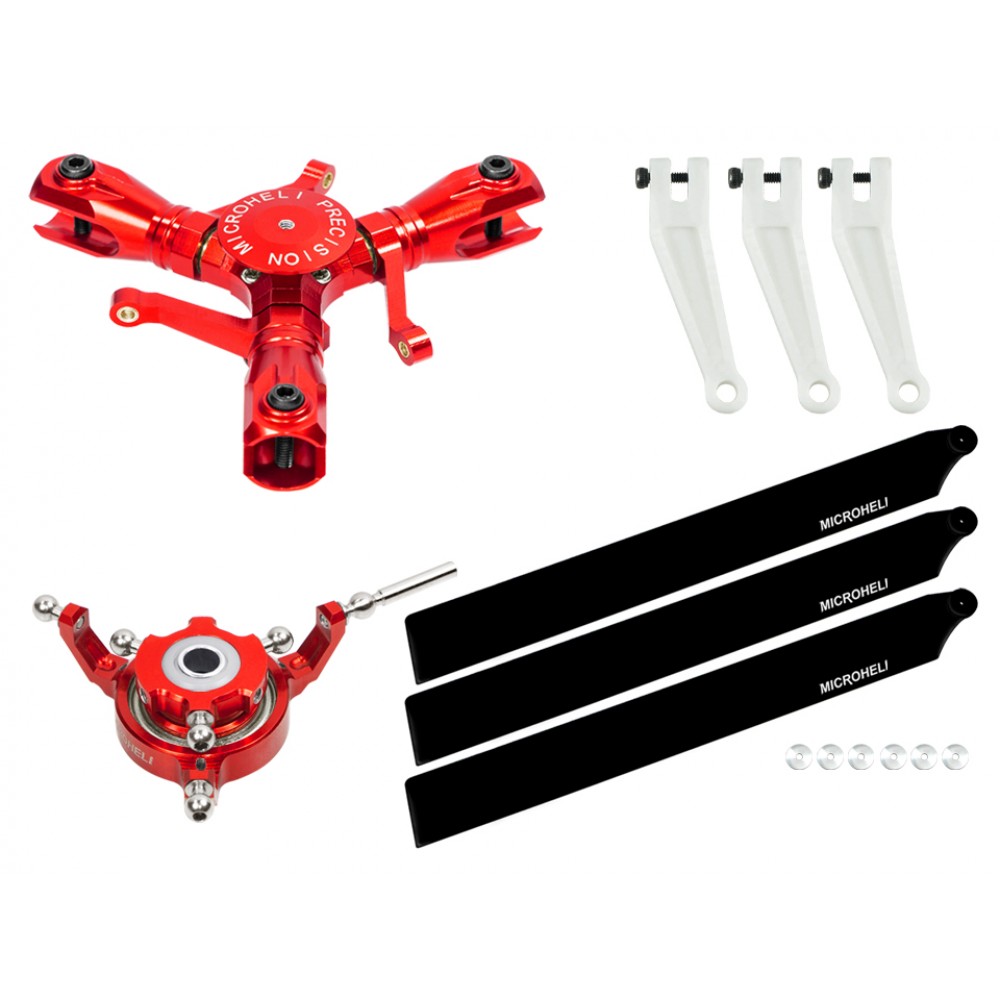 CNC Triple Carbon Plastic Blades Conversion set (RED) - OMP Hobby M2 EVO