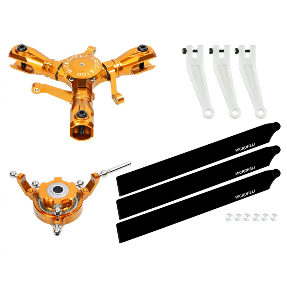 CNC Triple Carbon Plastic Blades Conversion set (GOLD) - OMP Hobby M2 EVO
