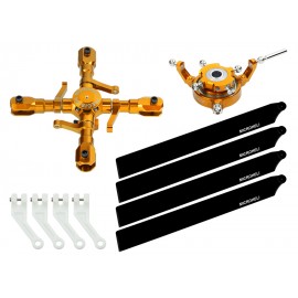 CNC Quad Carbon Plastic Blades Conversion set (GOLD) - OMP Hobby M2 V1/V2/EXP