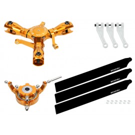 CNC Triple Carbon Plastic Blades Conversion set (GOLD) - OMP Hobby M2 V1/V2/EXP CNC Triple Carbon Plastic Blades Conversion set (GOLD) - OMP Hobby M2 V1/V2/EXP