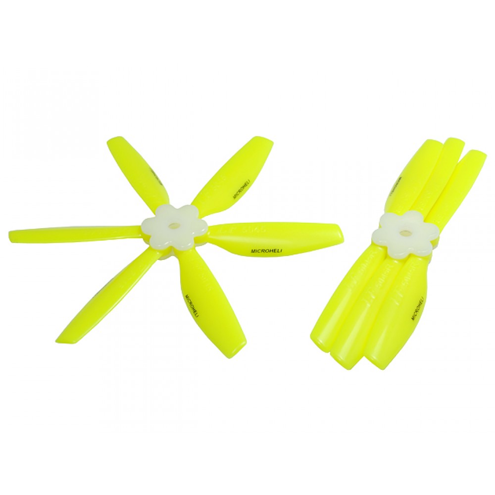 Plastic Folding 6-Blade Propeller 5045 CW/CCW w/Bracket (YELLOW)