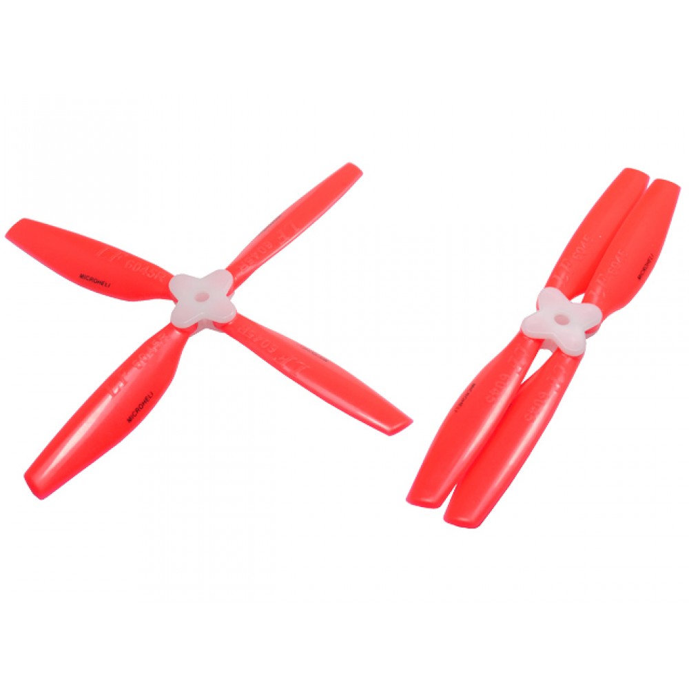 Plastic Folding 4-Blade Propeller 6045 CW/CCW w/Bracket (RED)