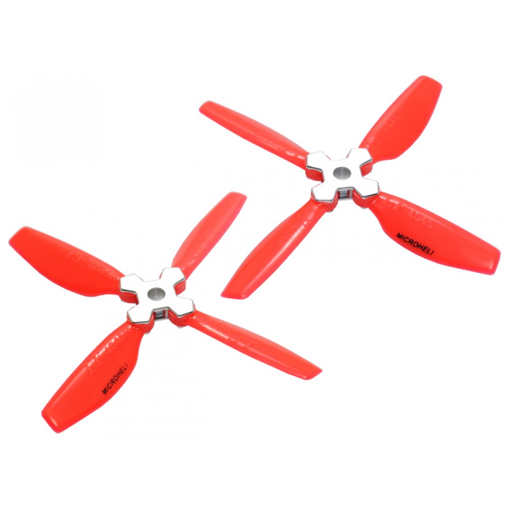 Plastic Folding 4-Blade Propeller 4045 CW/CCW w/Aluminum Bracket (RED)