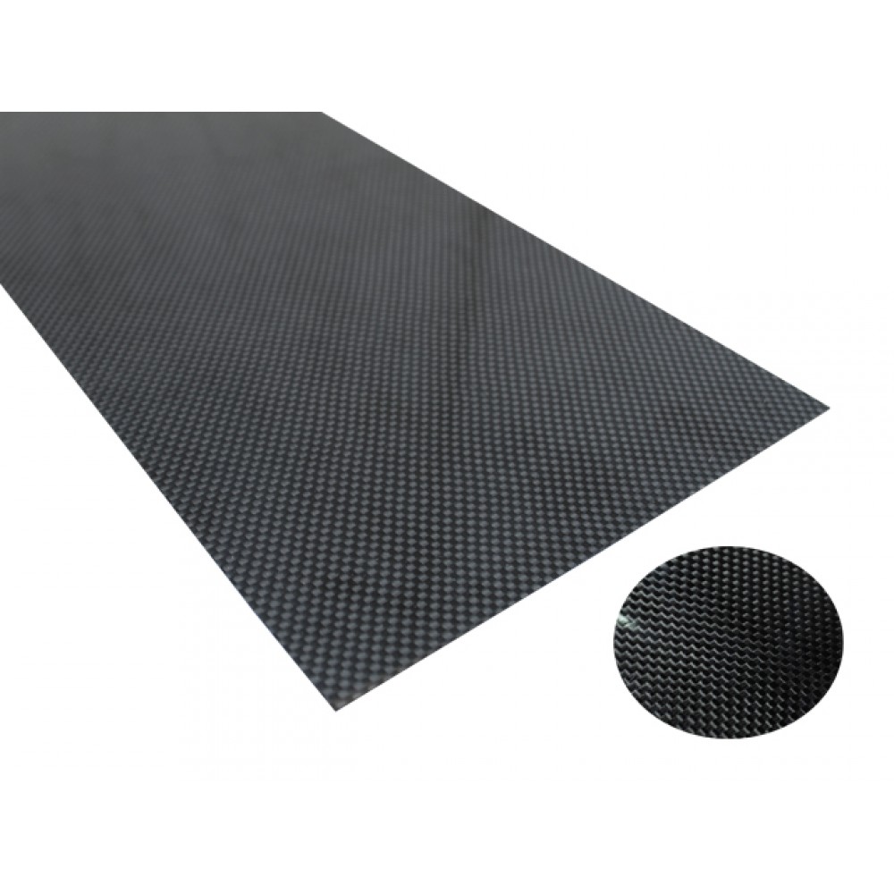 High Gloss Plain Weave Carbon Fiber Sheet 190 x 100 x 0.5mm